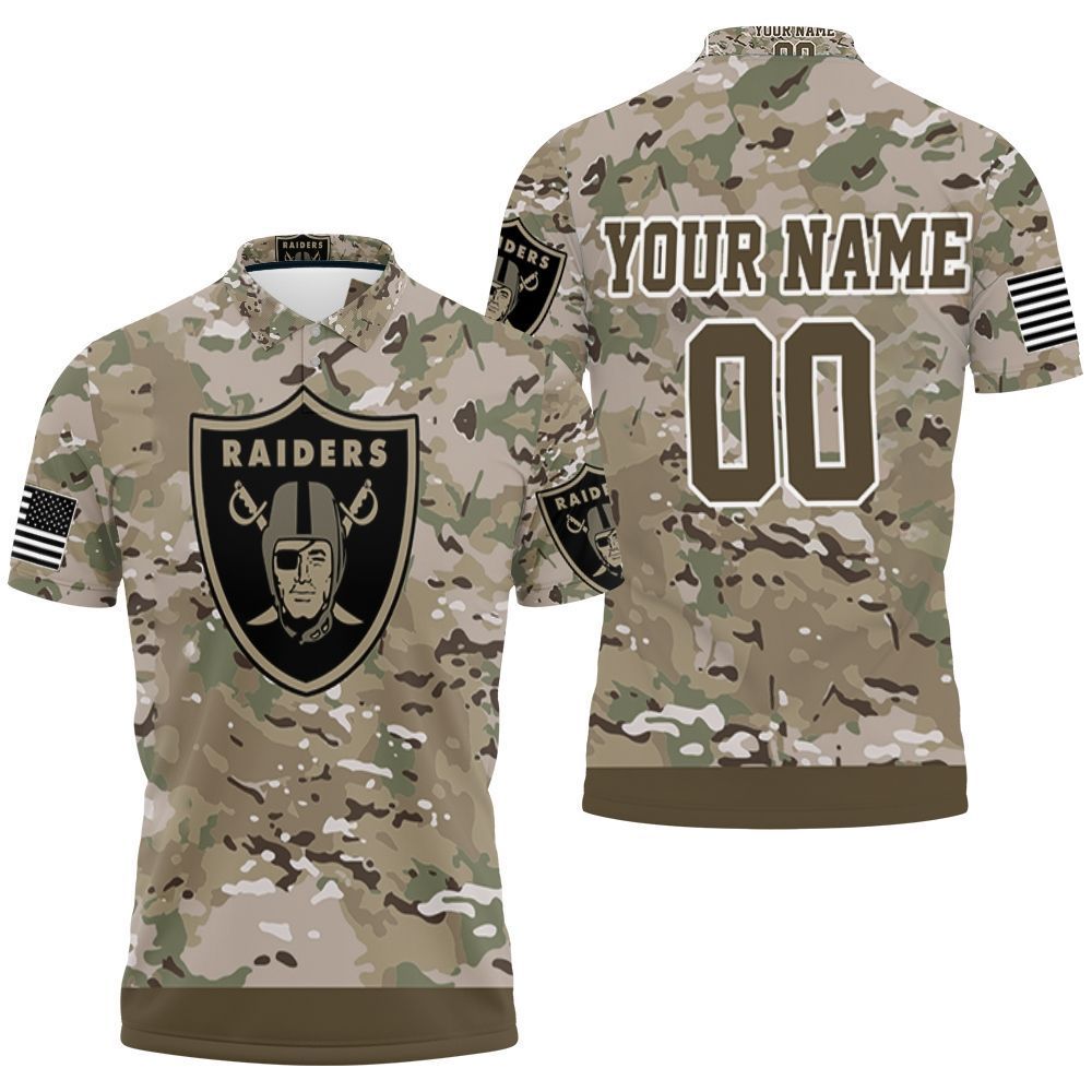 Oakland Raiders Camouflage Veteran Personalized Polo Shirt All Over Print Shirt 3d T-shirt