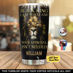 Personalized Black King Lion Gift For Lover Day Travel Tumbler