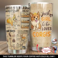 Personalized Corgis Dogs Knowledge Gift For Lover Day Travel Tumbler