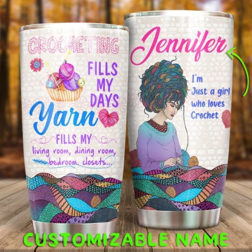 Personalized Crocheting Fill My Day Gift For Lover Day Travel Tumbler