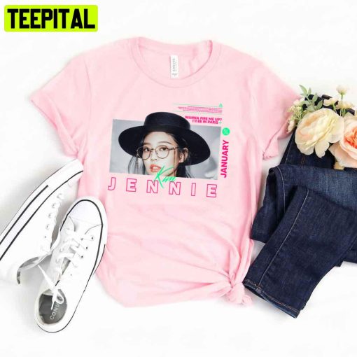 Pink Background Jennie Graphic Unisex T-Shirt