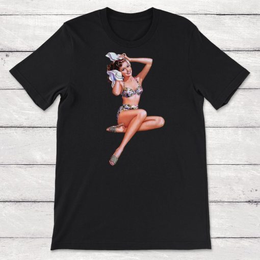 Pinup Girl Clipart Pin Up Girls Floral Bikini Unisex T-Shirt