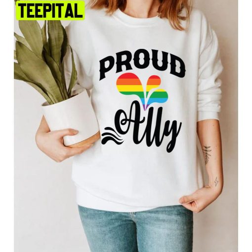 Proud Ally Rainbow Colors Pride Month Unisex T-Shirt