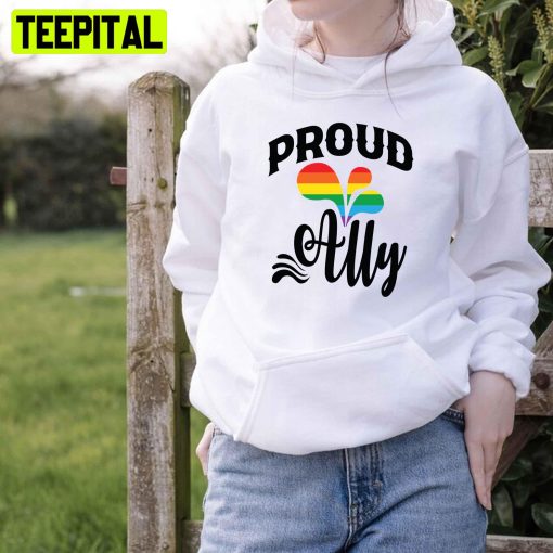 Proud Ally Rainbow Colors Pride Month Unisex T-Shirt