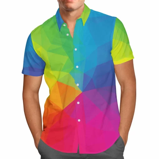 Rainbow Geometric Shapes Hawaii Shirt