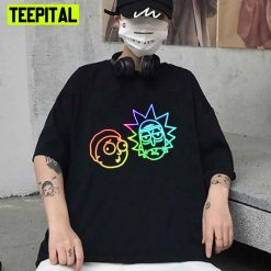 Rainbow Rick And Morty Heads Neon Unisex T-Shirt