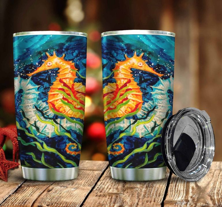 Seahorse Ocean Gift For Lover Day Travel Tumbler All Over Print – Teepital  – Everyday New Aesthetic Designs
