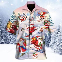 Skiing With Santa Claus Hawaiian Shirt HA33