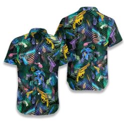 Tropical Gun Lover Pattern Hawaiian Graphic Print Short Sleeve Hawaiian Shirt N98