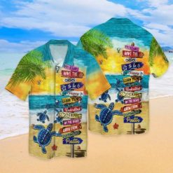 Turtle Beach You Always have The Choice To be Happy Learn To Understand The Bump Graphic Print Short Sleeve Hawaiian Casual Shirt Y97