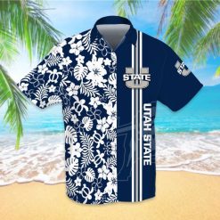 Utah State Aggies Usu Football Sport Logo Cool Hawaiian Graphic Print Short Sleeve Hawaiian Shirt L98