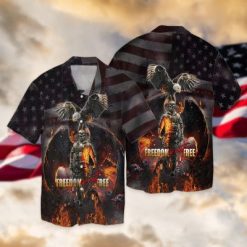 Veteran Eagle Freedom free Americam Flag Gift For Men And Women Graphic Print Short Sleeve Hawaiian Casual Shirt Y97