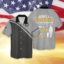 Veteran Grandpa Memorial Day Being A Veteran Being A Grandpa is Priceless For Men And Women Graphic Print Short Sleeve Hawaiian Casual Shirt Y97