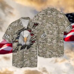Veterans Eagle American Flag For Men And Women Graphic Print Short Sleeve Hawaiian Casual Shirt Y97
