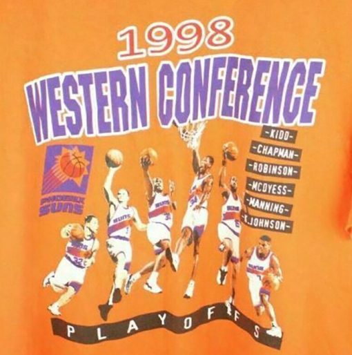 Vintage Phoenix Suns 1998 Western Conference Playoffs Basketball Orange Unisex T-Shirt