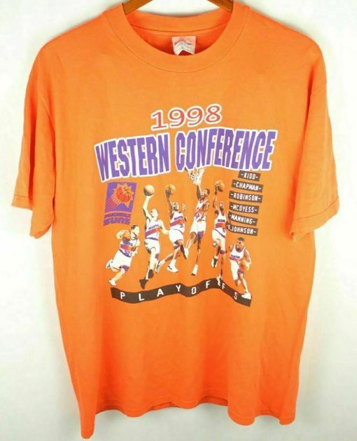 Vintage Phoenix Suns 1998 Western Conference Playoffs Basketball Orange Unisex T-Shirt