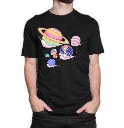 Walk Snail Planets Art T-Shirt