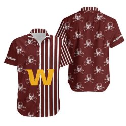 Washington Football Team Stripes and Skull Hawaii Shirt and Shorts Summer Collection H97