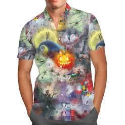 Watercolor Nightmare Before Christmas Disney For men And Women Graphic Print Short Sleeve Hawaiian Casual Shirt Y97