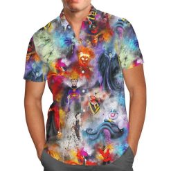 Watercolor Villains For men And Women Graphic Print Short Sleeve Hawaiian Casual Shirt Y97