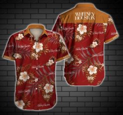Whitney Houston Hawaiian Graphic Print Short Sleeve Hawaiian Casual Shirt N98