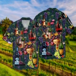 Wine grapes For Men And Women Graphic Print Short Sleeve Hawaiian Casual Shirt Y97