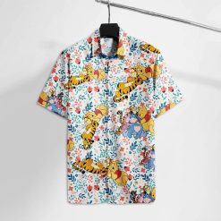 Winnie The Pooh A Big Hug With Friends For men And Women Graphic Print Short Sleeve Hawaiian Casual Shirt Y97