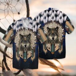 Wolf Native American For Men And Women Graphic Print Short Sleeve Hawaiian Casual Shirt Y97