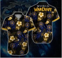 World Of Warcraft Alliance Hawaiian Graphic Print Short Sleeve Hawaiian Casual Shirt N98