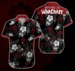 World Of Warcraft Hawaiian V Graphic Print Short Sleeve Hawaiian Casual Shirt N98