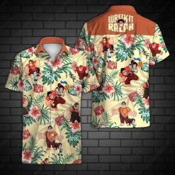 Wreck It Ralph Hawaiian Graphic Print Short Sleeve Hawaiian Casual Shirt N98