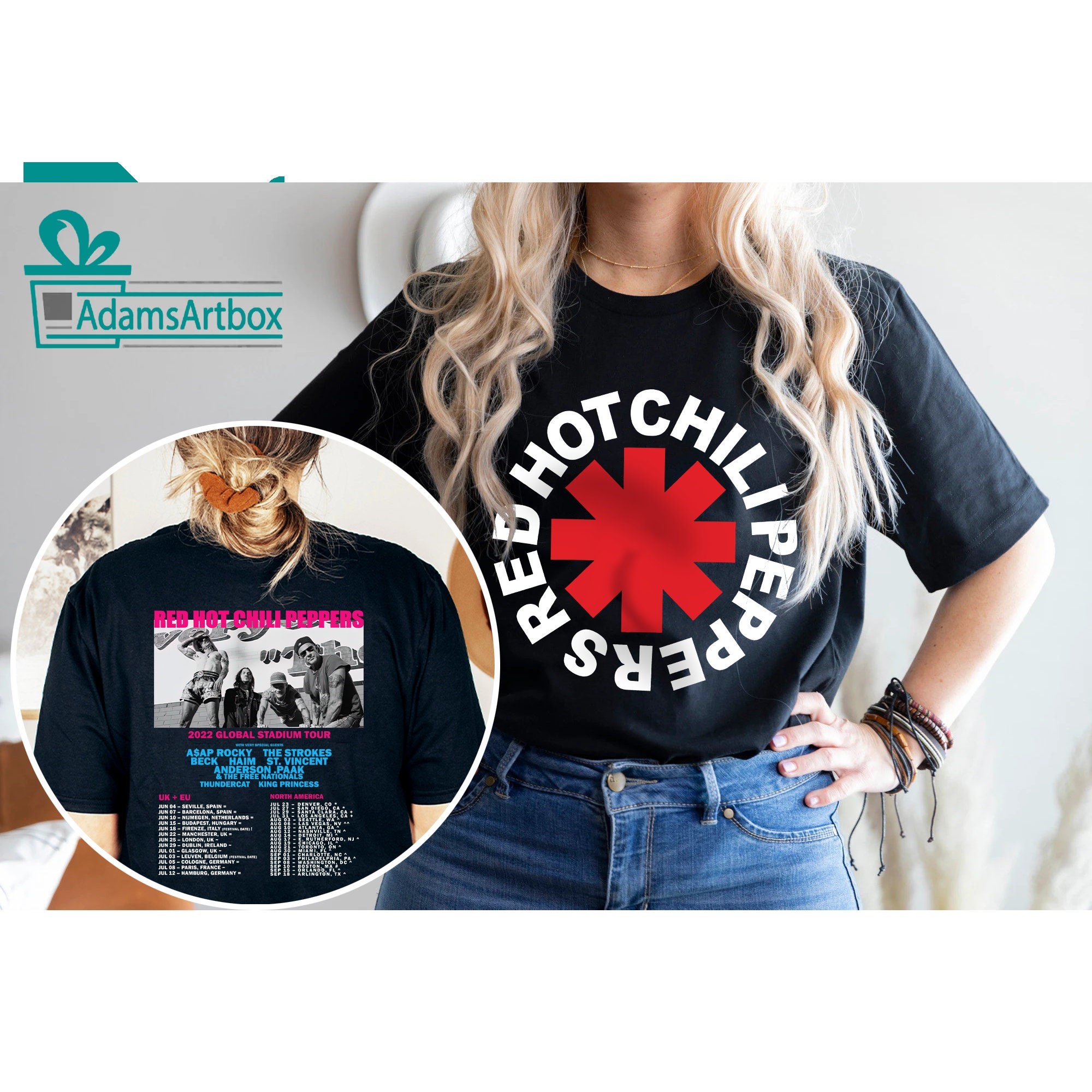 2022 Red Hot Chili Peppers Tour Rock Band Double Sided Unisex T-Shirt