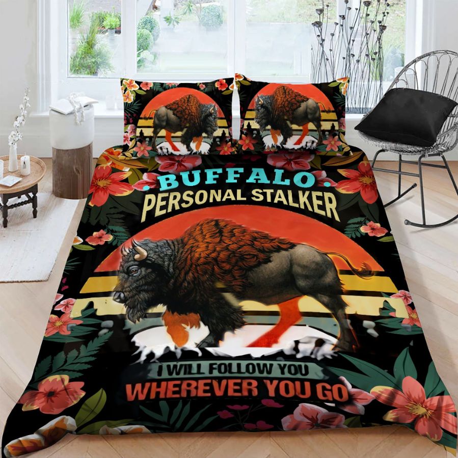 3D Buffalo Personal Stalker I Will Follow You Wherever You Go Cotton Bedding Sets