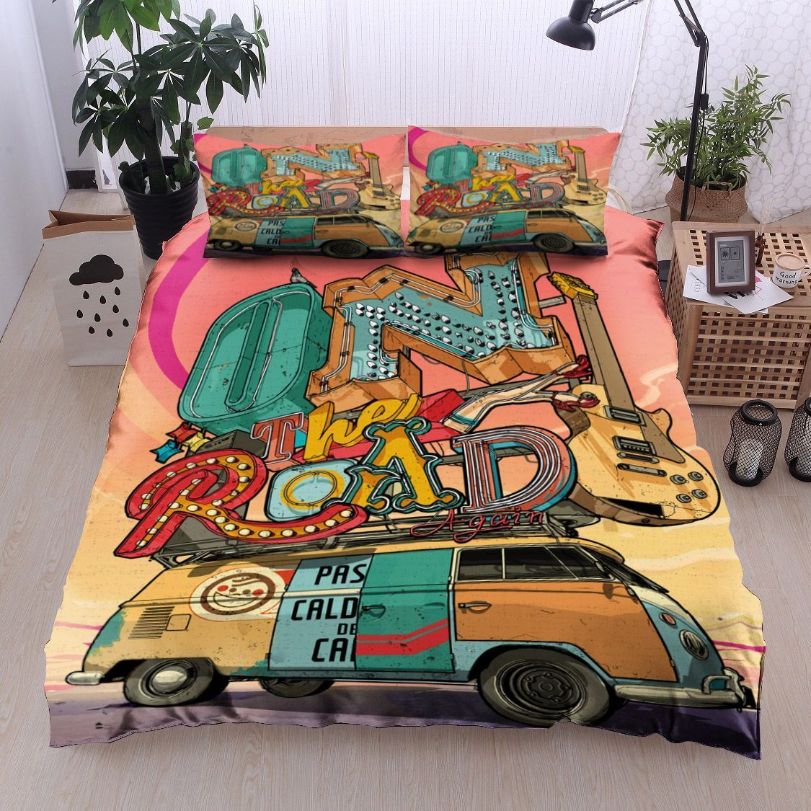 3D Camping Car On The Road Cotton Bedding Sets