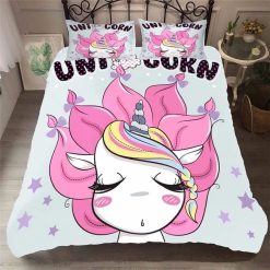 3D Cute Sleepy Unicorn Cotton Bedding Sets