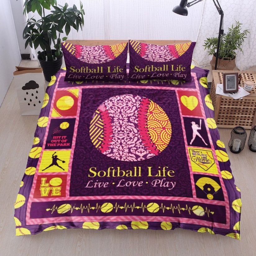 3D Softball Life Live Love Play Cotton Bedding Sets