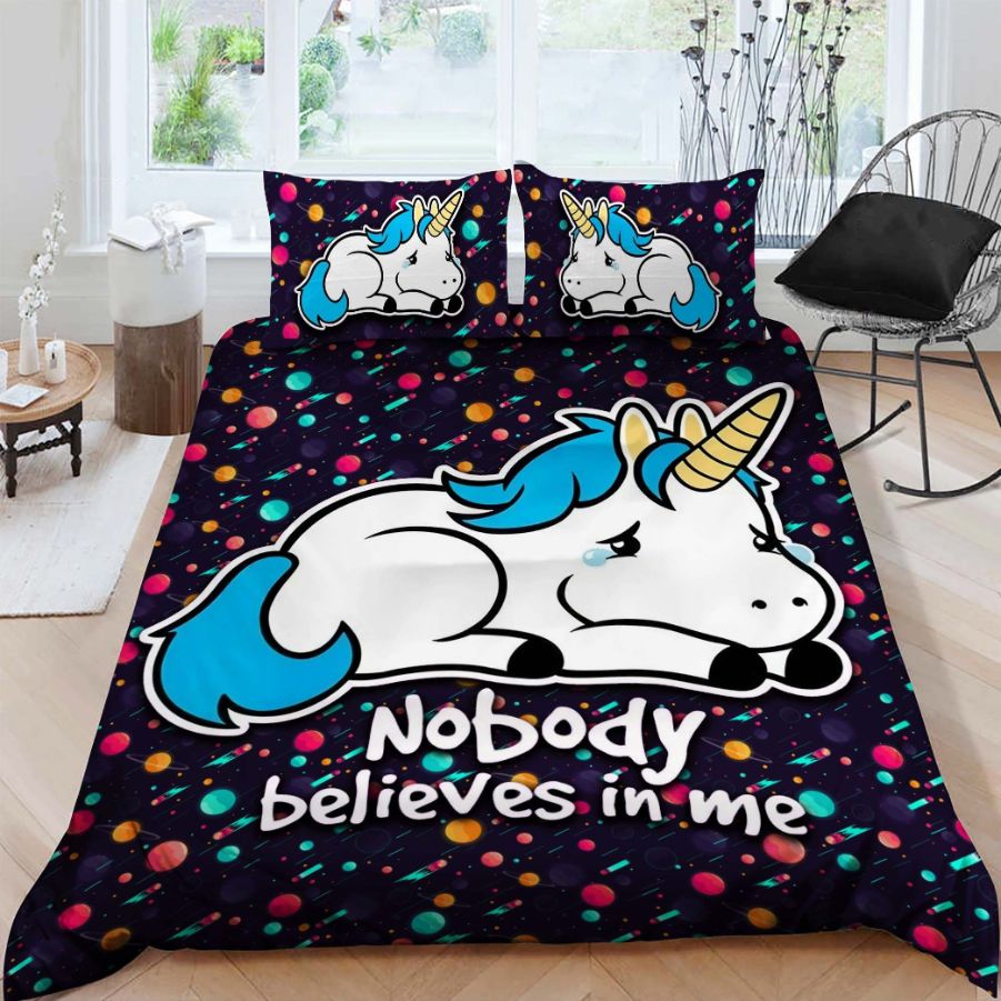 3D Unicorn Nobody Believes In Me Cotton Bedding Sets