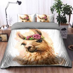 Alpaca With Flowers Cotton Bedding Sets
