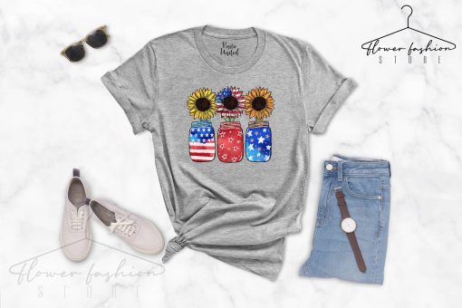 America Sunflower Flag Independence Day Day 4th Of July Unisex T-Shirt