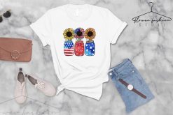 America Sunflower Flag Independence Day Day 4th Of July Unisex T-Shirt