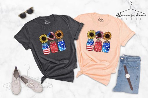 America Sunflower Flag Independence Day Day 4th Of July Unisex T-Shirt