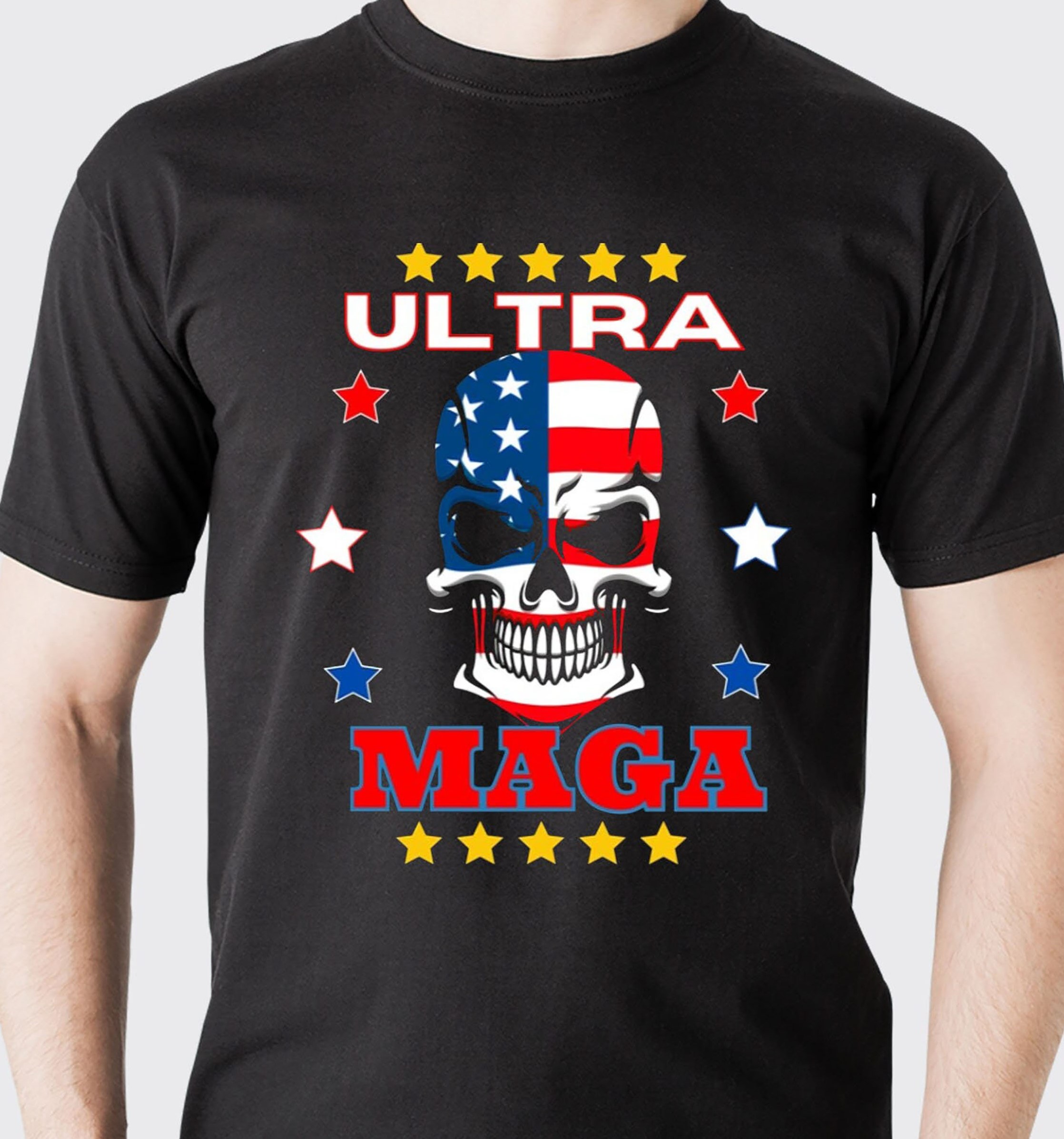 American Flag Skull Art Ultra Maga Donald Trump Maga Ultra Unisex T-Shirt