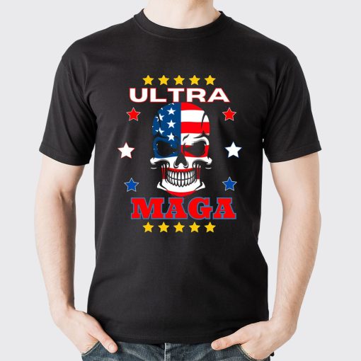 American Flag Skull Art Ultra Maga Donald Trump Maga Ultra Unisex T-Shirt