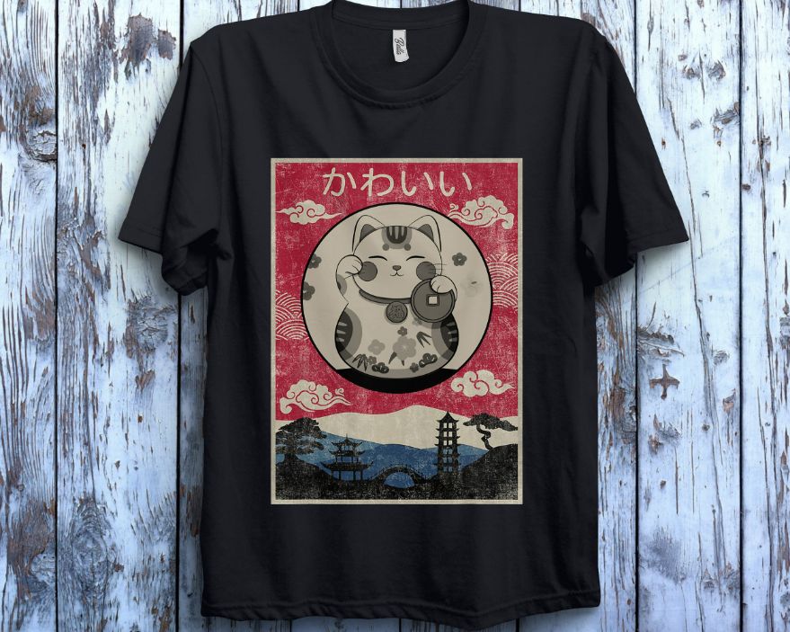 Anime Vintage Kawaii Cat Anime Unisex T-Shirt