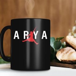 Arya Stark Jumpman Game Of Thrones Mug Game Of Thrones Movie Lover Mug Arya Stark Premium Sublime Ceramic Coffee Mug Black