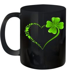 Autism Awareness Puzzle Heart Shamrock St Patrick’s Day Premium Sublime Ceramic Coffee Mug Black