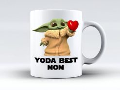 Baby Yoda Yoda Best Mom Star Wars The Mandalorian Love Heart Premium Sublime Ceramic Coffee Mug White