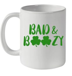 Bad And Boozy Saint Patrick Day Premium Sublime Ceramic Coffee Mug White