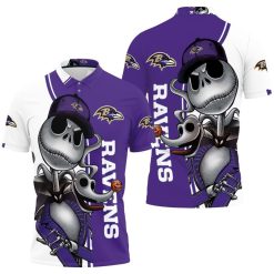 Baltimore Ravens Jack Skellington And Zero Polo Shirt All Over Print Shirt 3d T-shirt