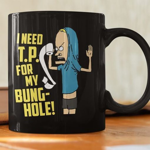 Beavis And Butthead I Need Tp For My Bunghole Premium Sublime Ceramic Coffee Mug Black